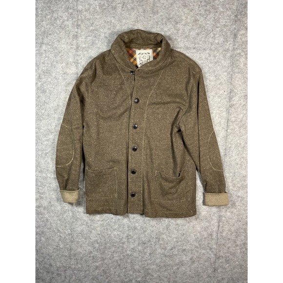 GRAYERS L/G Shawl Collar Knit Button Up Cardigan Jacket Mens Brown Textured